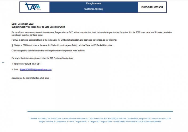 TAT_Customer Advisory - Cost Price Index _YTD_December_2022