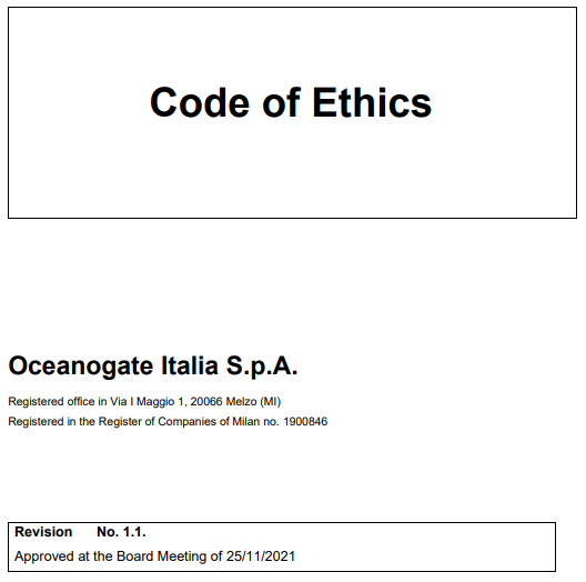 Oceanogate Italia Code of Conduct