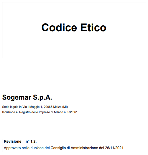 Codice Etico Sogemar