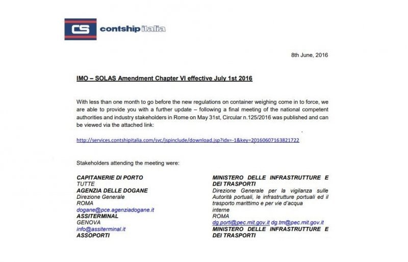 Container Weighing Info - June 2016