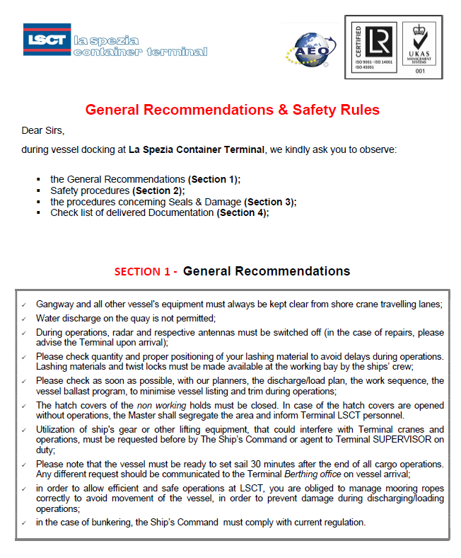 LSCT Modulo 9.2 C General Recommendation & Safety Rules