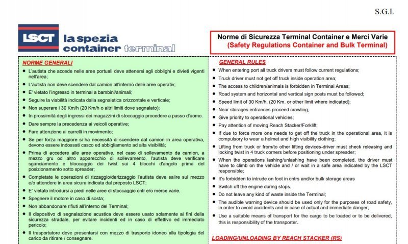 LSCT Tabella 23 A Norme di Sicurezza Terminal Merci Varie