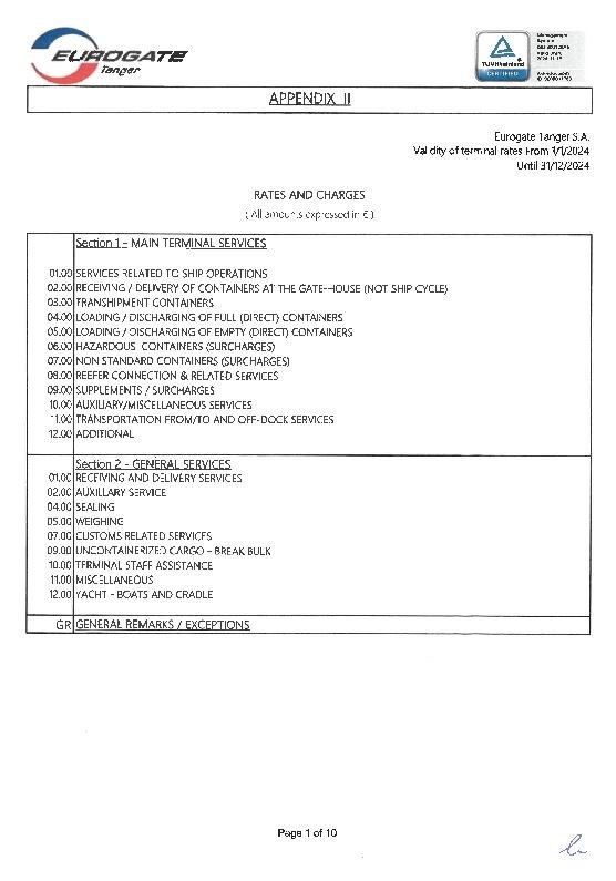 EGT_Standard Tariff Price List_2024