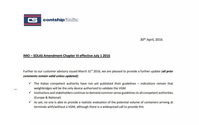 Container Weighing Info - April 2016